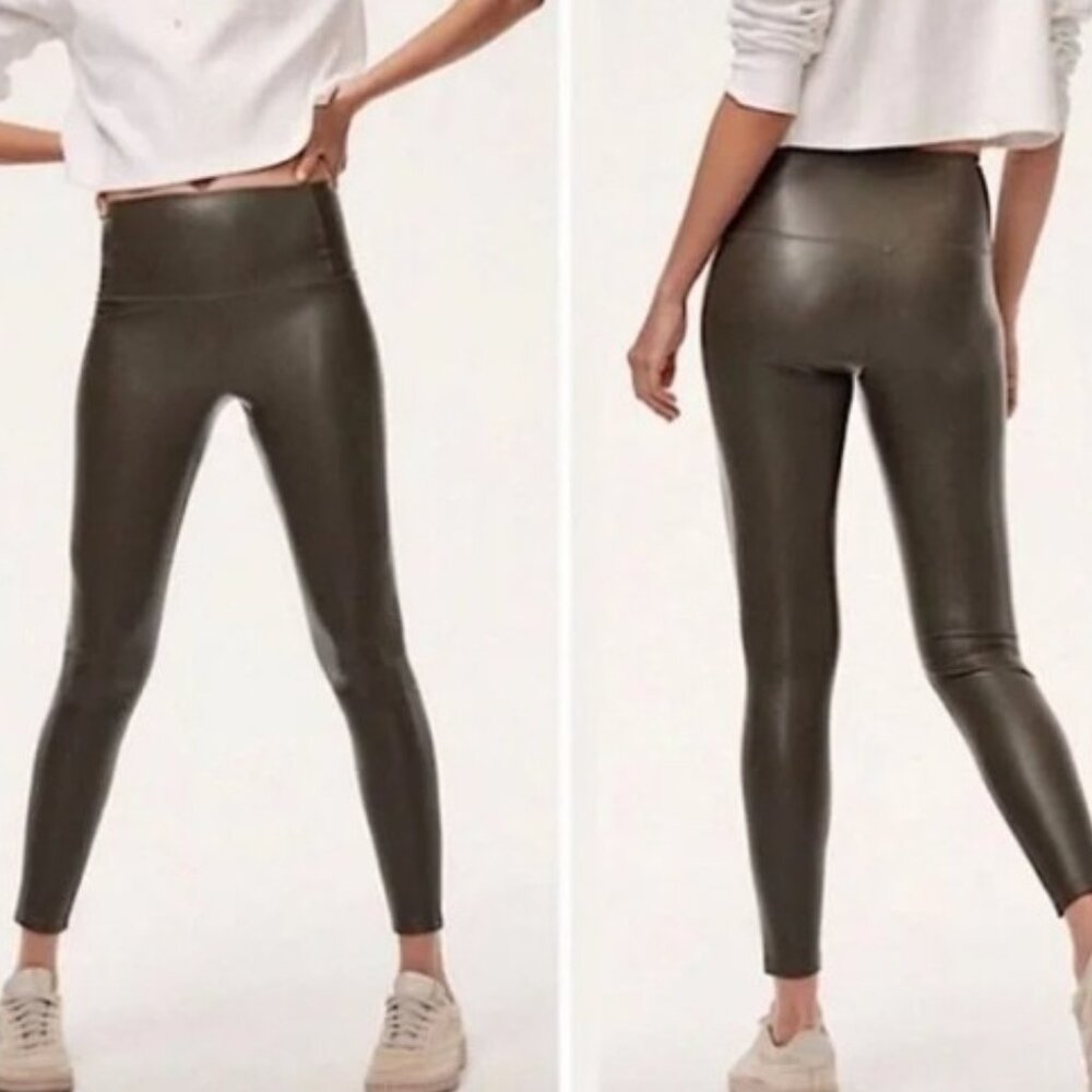 Aritzia WILFRED FREE‎ Large Olive Green Daria Faux Leather High Waisted Leggings